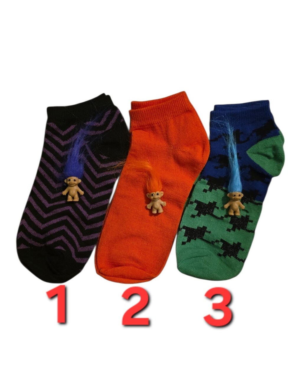 Colorful Ankle Socks - 1 Pair & A Mini Troll Too - Picture 4 of 5